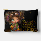 Trendy Quirky Retro Sassy Girl Quote Black アクセサリーポーチ (正面)