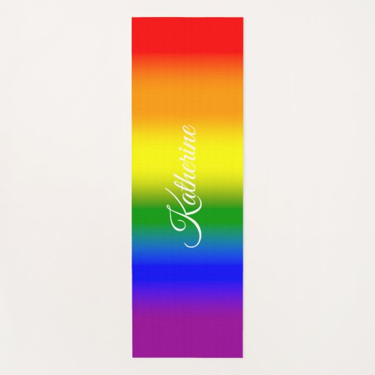 Trendy Rainbow Gradient Script Name ヨガマット (正面)