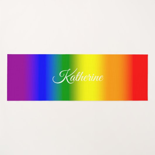 Trendy Rainbow Gradient Script Name ヨガマット (正面(横))