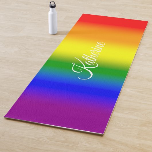 Trendy Rainbow Gradient Script Name ヨガマット (インサイチュ)