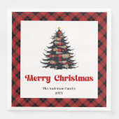 Trendy Red Black Plaid Napkin Custom Christmas (正面)