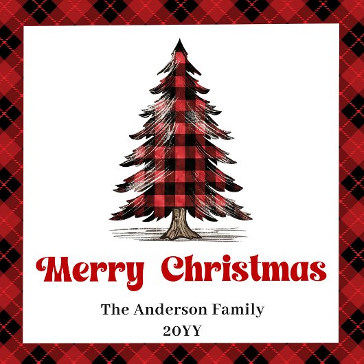 Trendy Red Black Plaid Napkin Personalized