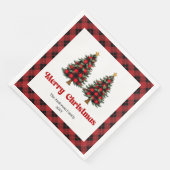 Trendy Red Black Plaid Napkin Personalized (コーナー)