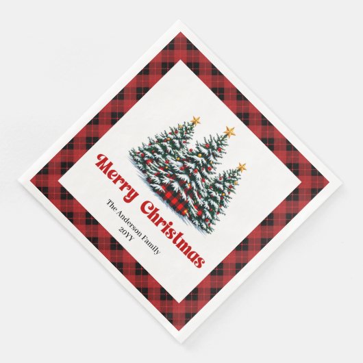 Trendy Red Black Tartan Napkin for Christmas (コーナー)