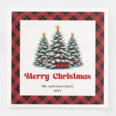 Trendy Red Black Tartan Napkin for Christmas (正面)