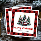 Trendy Red Black Tartan Napkin for Christmas