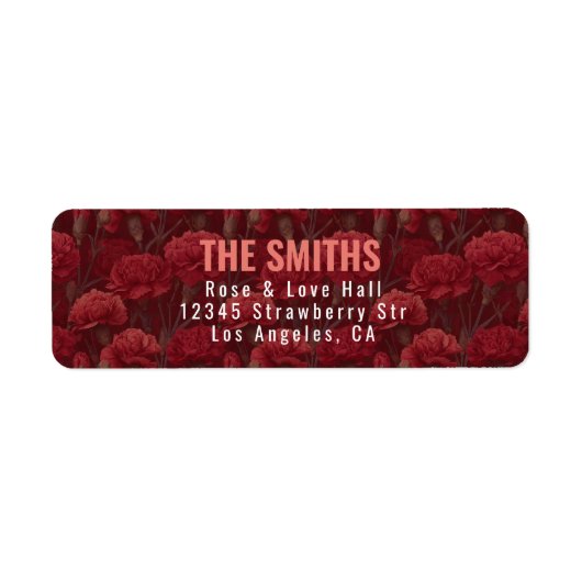 Trendy Red Carnation Inspired Countryside Wedding ラベル (正面)