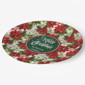 Trendy Red Christmas Flowers Custom Paper Plates ペーパープレート (アングル)