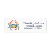 Trendy Red Crab Nautical Return Address Label ラベル (正面)