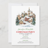 Trendy red green Christmas scene festive  招待状 (正面)