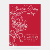 Trendy Red She's The Cherry On Top Bridal Shower アクリルサイン (正面)