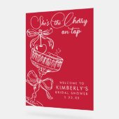 Trendy Red She's The Cherry On Top Bridal Shower アクリルサイン (傾斜)