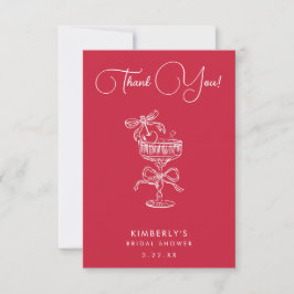Trendy Red She's The Cherry On Top Bridal Shower サンキューカード