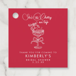 Trendy Red She's The Cherry On Top Bridal Shower フェイバータグ