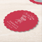 Trendy Red She's The Cherry On Top Bridal Shower ペーパーコースター (アングル)