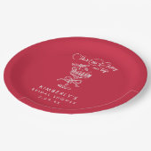 Trendy Red She's The Cherry On Top Bridal Shower ペーパープレート (アングル)