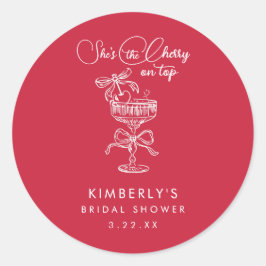 Trendy Red She's The Cherry On Top Bridal Shower ラウンドシール