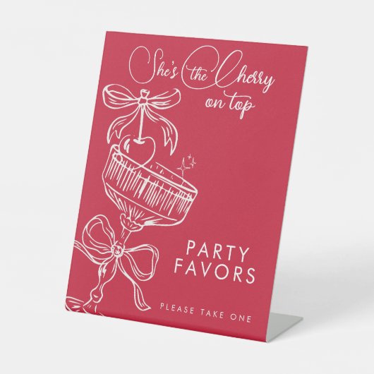 Trendy Red She's The Cherry On Top Bridal Shower 台座サイン (正面)