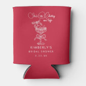 Trendy Red She's The Cherry On Top Bridal Shower 缶クーラー (正面)