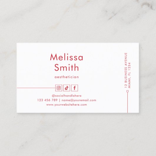 Trendy Red Stylish Professional Beauty Spa Salon 名刺 (裏面)