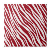Trendy Red Zebra Animal Sripes タイル (正面)