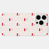 Trendy Retro Coquette Red Cherries Pinstripe Case-Mate iPhoneケース (裏面 (横))