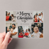 Trendy Retro Family Photo Collage Christmas Card アクリル招待状 (インサイチュ (ポータブル))