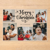 Trendy Retro Family Photo Collage Christmas Card アクリル招待状 (正面)