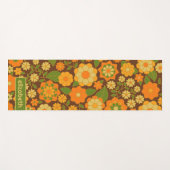 Trendy Retro Floral Pattern Custom name block ヨガマット (正面(横))