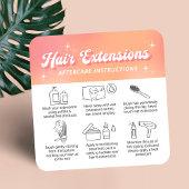 Trendy Retro Peach Logo Hair Extensions Aftercare スクエア名刺
