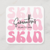 Trendy Retro Pink Beauty Salon Skin Aesthetician スクエア名刺 (正面)