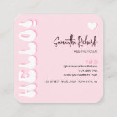 Trendy Retro Pink Beauty Salon Skin Aesthetician スクエア名刺 (裏面)