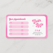 Trendy Retro Pink Makeup Lashes Beauty Salon Logo 予約カード (裏面)