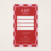 Trendy Retro Pink & Red Spa Salon Gift Voucher (裏面)
