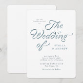 Trendy Ribbon Elegant Script Wedding Invitation 招待状 (正面/裏面)