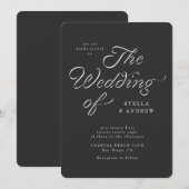 Trendy Ribbon Elegant Script Wedding Invitation 招待状 (正面/裏面)