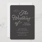 Trendy Ribbon Elegant Script Wedding Invitation 招待状 (正面)