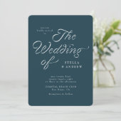 Trendy Ribbon Elegant Script Wedding Invitation 招待状 (スタンド正面)