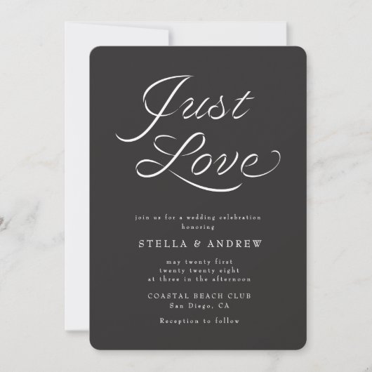 Trendy Ribbon Elegant Script Wedding Invitation 招待状 (正面)