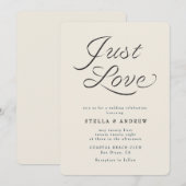 Trendy Ribbon Elegant Script Wedding Invitation 招待状 (正面/裏面)