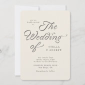 Trendy Ribbon Elegant Script Wedding Invitation 招待状 (正面)