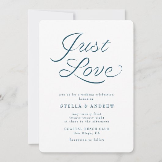 Trendy Ribbon Elegant Script Wedding Invitation 招待状 (正面)