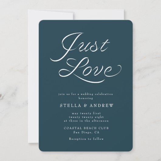 Trendy Ribbon Elegant Script Wedding Invitation 招待状 (正面)