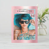 Trendy Rosa Magazine Cover-Photo Inspiriert  招待状 (スタンド正面)