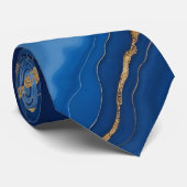 Trendy Royal Blue Gold Marble Collection ネクタイ (ロール)