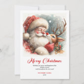 Trendy Rudolph Santa Claus Whimsical Christmas  シーズンカード (正面)