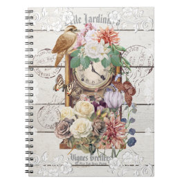 Trendy rustic antique clock French artwork Stamps ノートブック