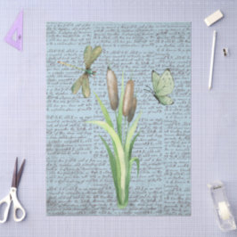 Trendy rustic vintage calligraphy letters Blue 薄葉紙