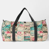 Trendy rustic vintage collage artwork Grunge ダッフルバッグ (裏面)