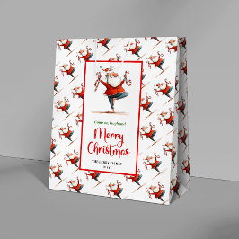 Trendy Santa Claus fun watercolor holiday gift bag ミディアムペーパーバッグ